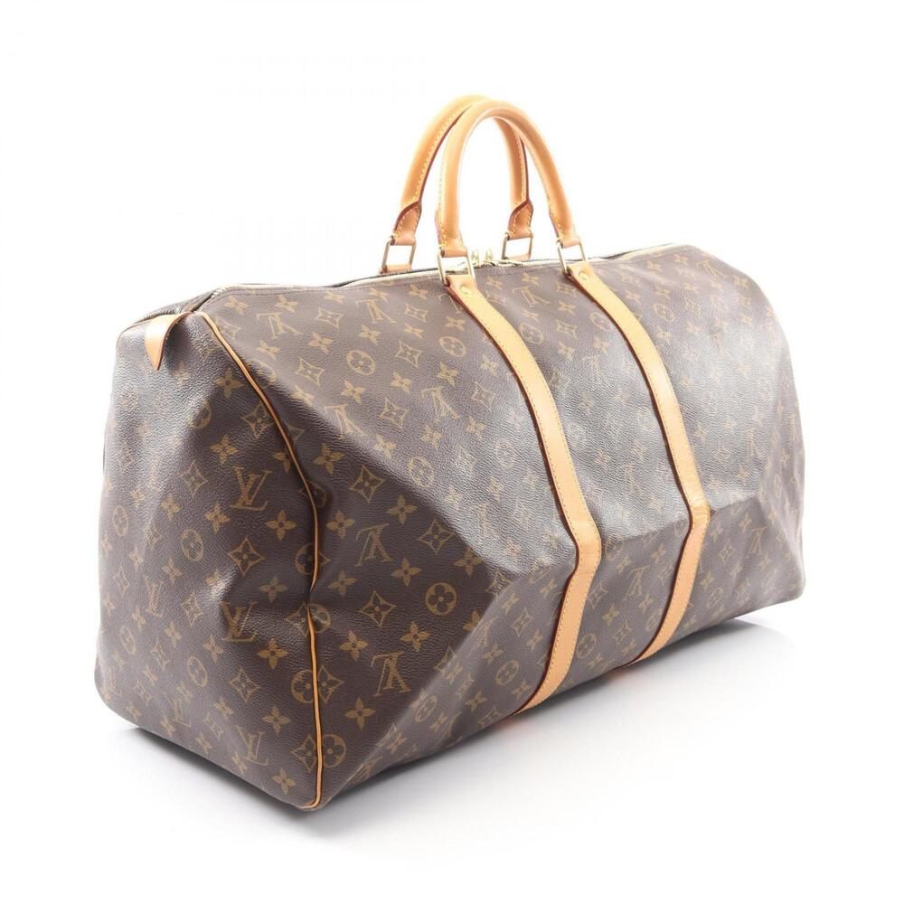 LOUIS VUITTON Brown Monogram Leather Keepall 55 Boston Bag - Picture 2 of 10